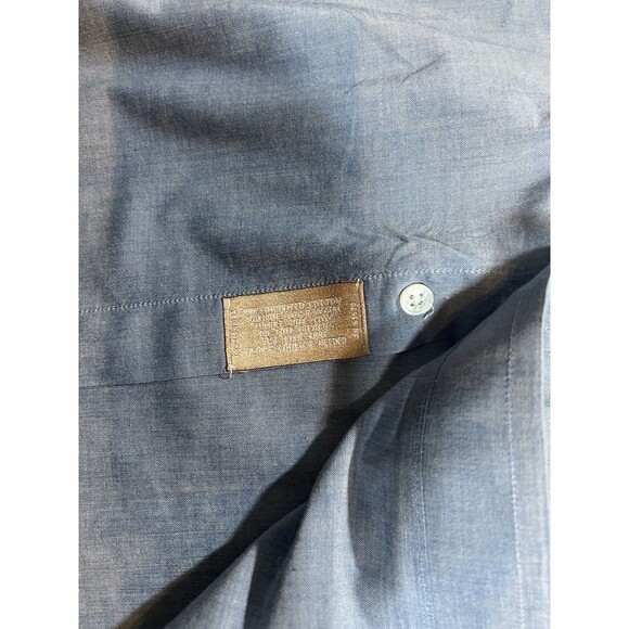 Gitman Bros Shirt Mens Blue Chambray Long Sleeve Pocket Preppy USA Sz 19-34 Big - Picture 7 of 10